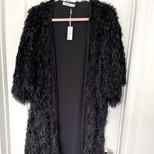 HIIDE - Black long cardigan; textured